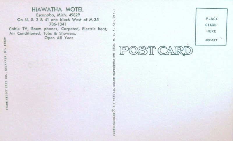 Hiawatha Motel - Old Postcard